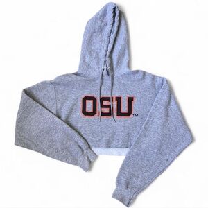 Gray OSU Cropped Hoodie